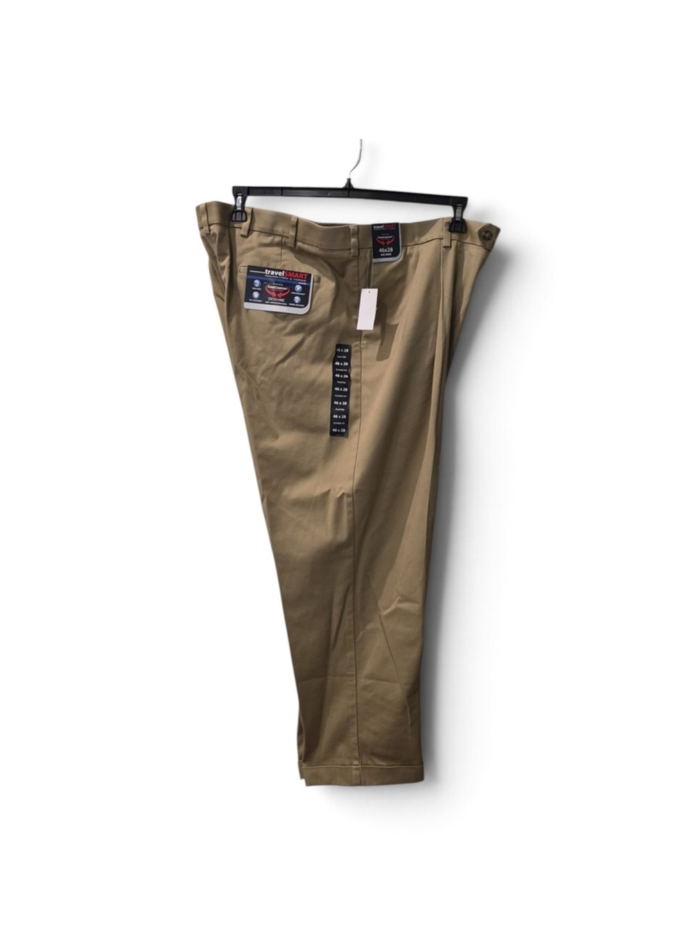 Travel Smart NWT $55 46x28 Tan Pleated,Straight Cuffed Pants